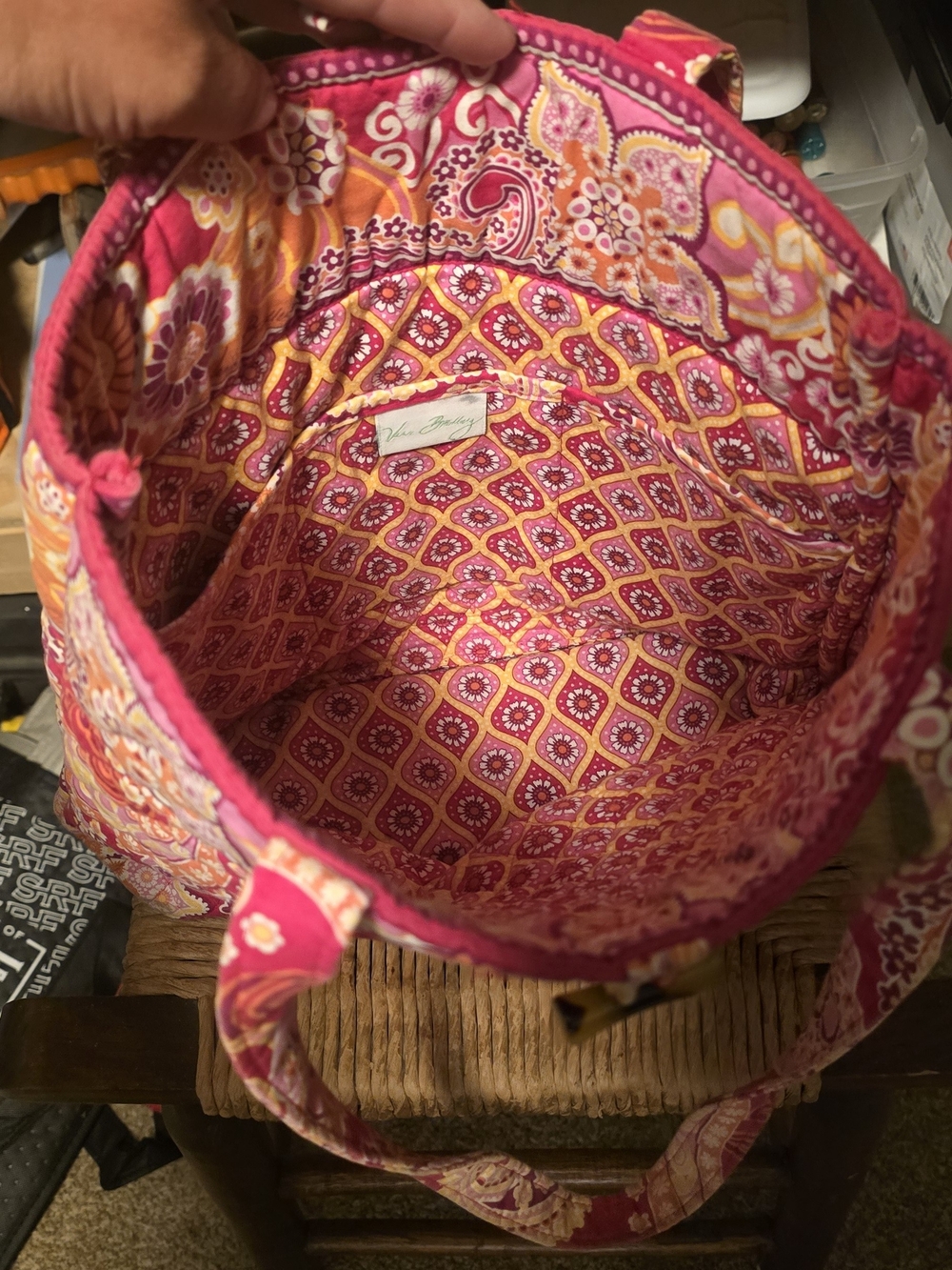 Vera Bradley Pink and Yellow Quilted Paisley Tote - Picture 2 of 2